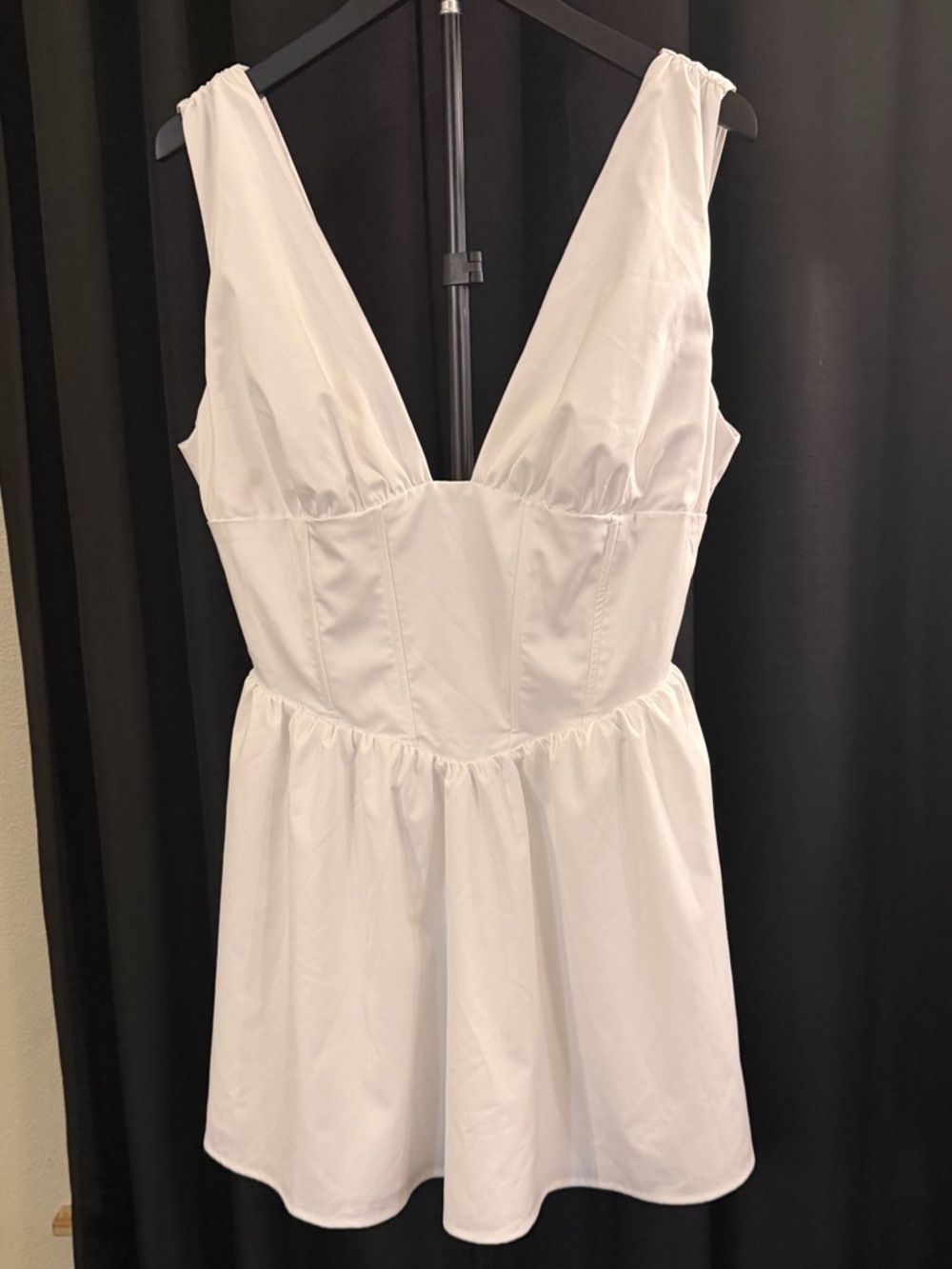 naked wardrobe White Mini Dress with Eyelet Detail